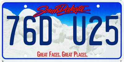 SD license plate 76DU25