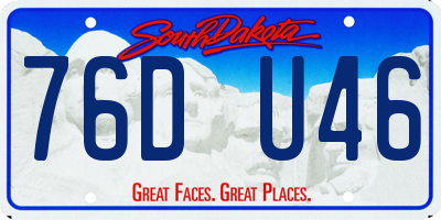 SD license plate 76DU46