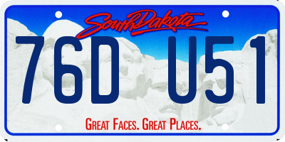 SD license plate 76DU51