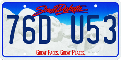 SD license plate 76DU53