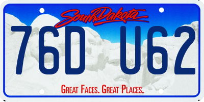 SD license plate 76DU62