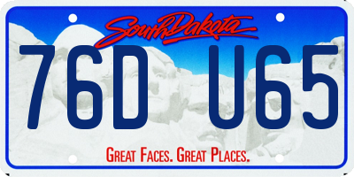 SD license plate 76DU65