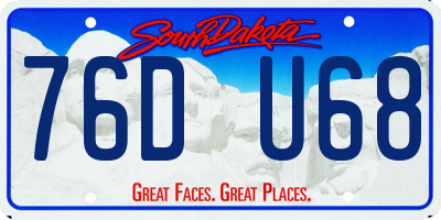 SD license plate 76DU68