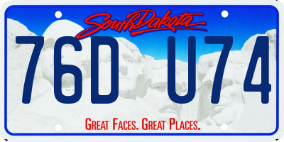 SD license plate 76DU74