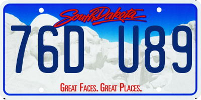 SD license plate 76DU89