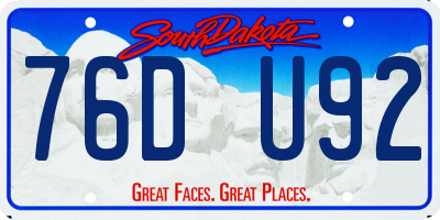 SD license plate 76DU92
