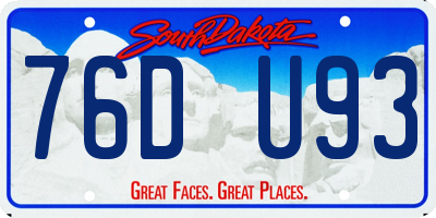SD license plate 76DU93