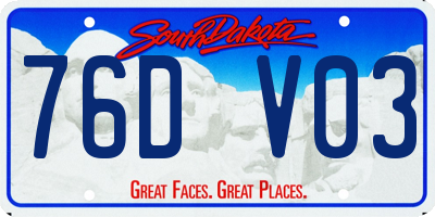 SD license plate 76DV03