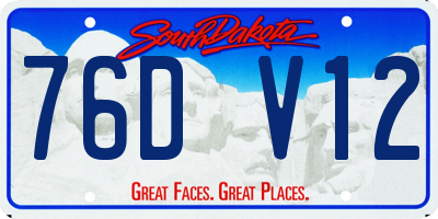 SD license plate 76DV12