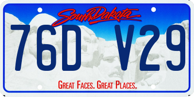SD license plate 76DV29