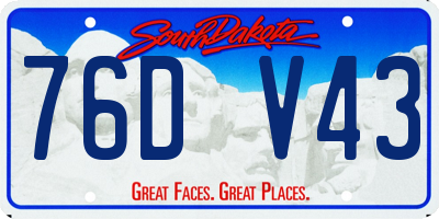 SD license plate 76DV43
