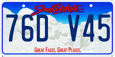 SD license plate 76DV45