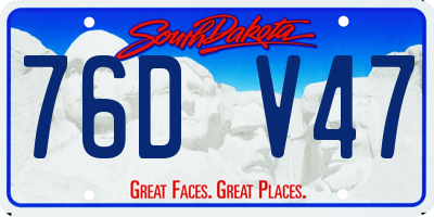 SD license plate 76DV47
