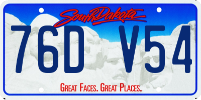 SD license plate 76DV54
