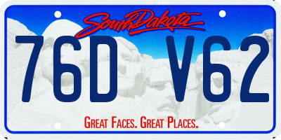 SD license plate 76DV62