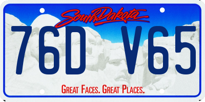 SD license plate 76DV65