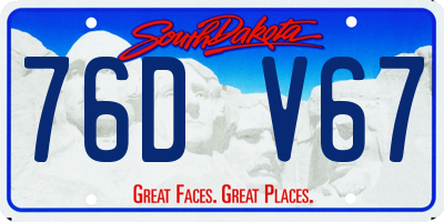 SD license plate 76DV67