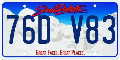 SD license plate 76DV83