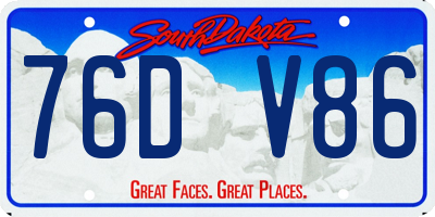 SD license plate 76DV86