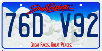 SD license plate 76DV92