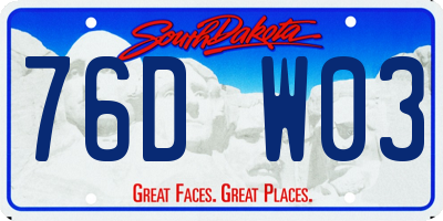 SD license plate 76DW03