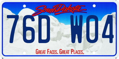 SD license plate 76DW04