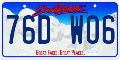 SD license plate 76DW06