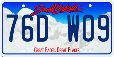 SD license plate 76DW09
