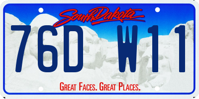 SD license plate 76DW11