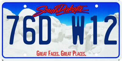 SD license plate 76DW12