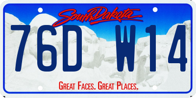 SD license plate 76DW14