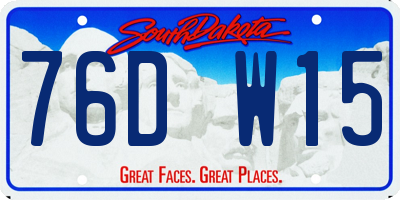 SD license plate 76DW15