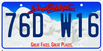 SD license plate 76DW16