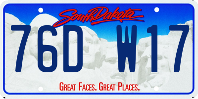 SD license plate 76DW17