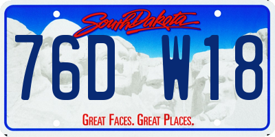 SD license plate 76DW18