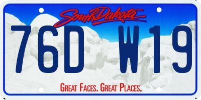 SD license plate 76DW19