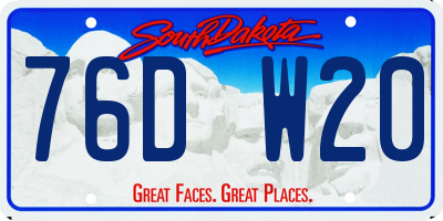 SD license plate 76DW20