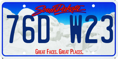 SD license plate 76DW23