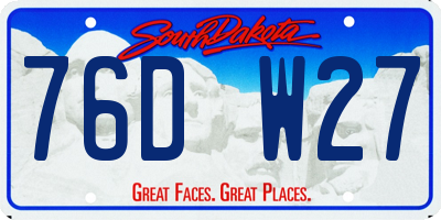 SD license plate 76DW27