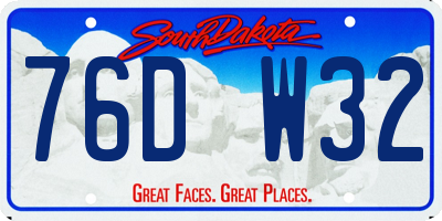 SD license plate 76DW32