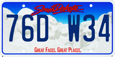 SD license plate 76DW34