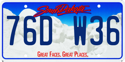 SD license plate 76DW36