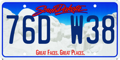 SD license plate 76DW38