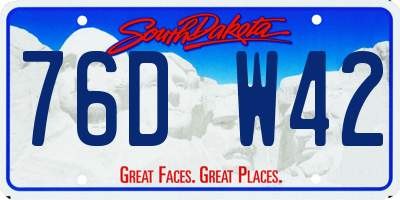 SD license plate 76DW42