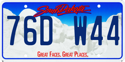 SD license plate 76DW44
