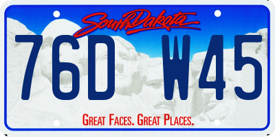 SD license plate 76DW45