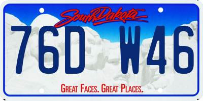 SD license plate 76DW46