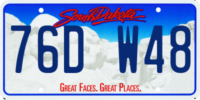 SD license plate 76DW48