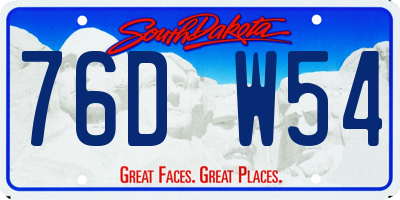 SD license plate 76DW54
