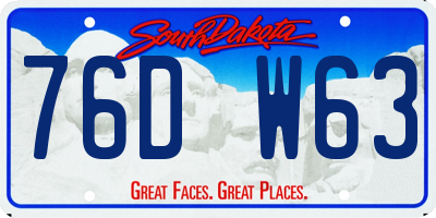 SD license plate 76DW63